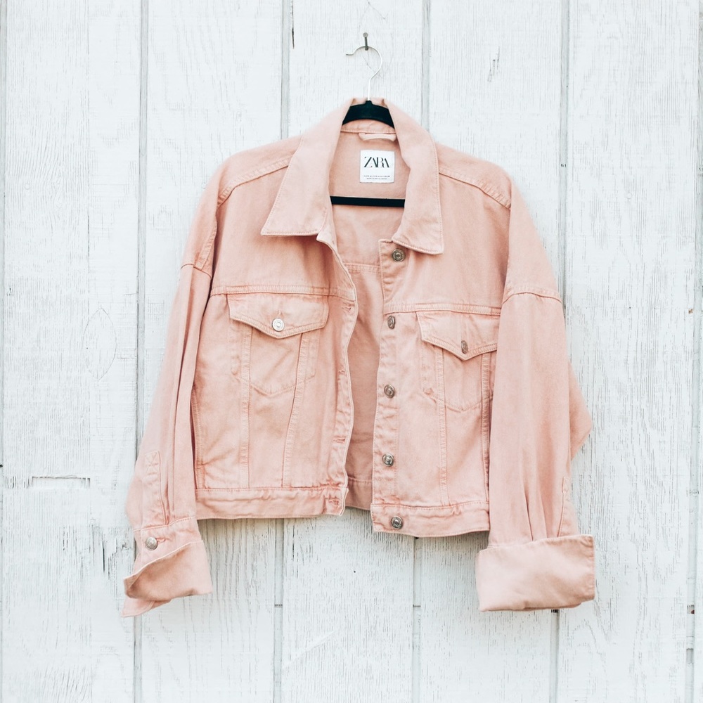 Zara Oversized Pink Denim Jacket